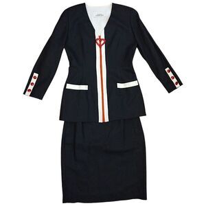 Steve Fabrikant Red & Black Skirt & Blazer Set, Size 12, Vintage